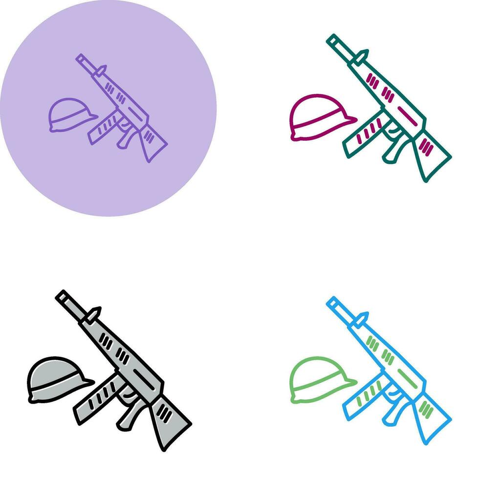 Gun and Helmet Vector Icon