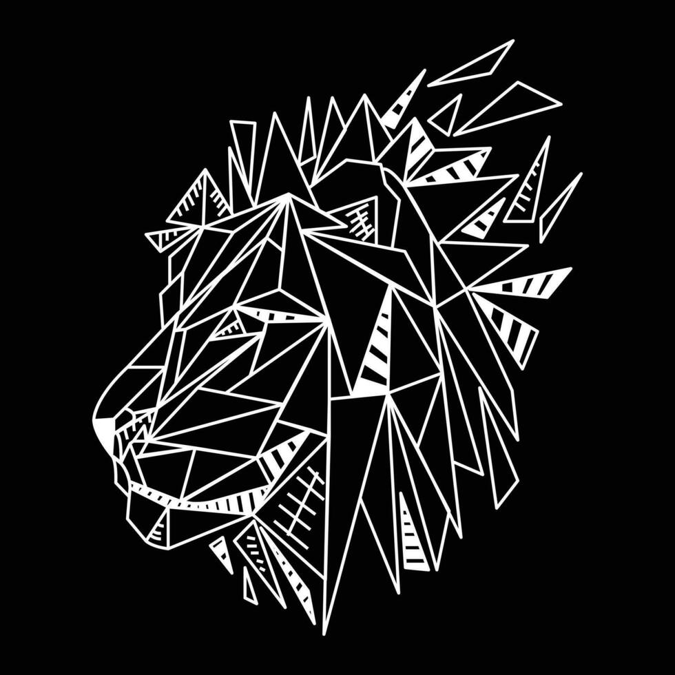low poly lion art illustration, wild, animal day vector