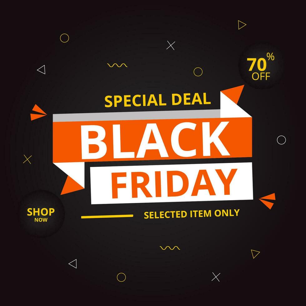 Black Friday social media sale banner with modern abstract background vector