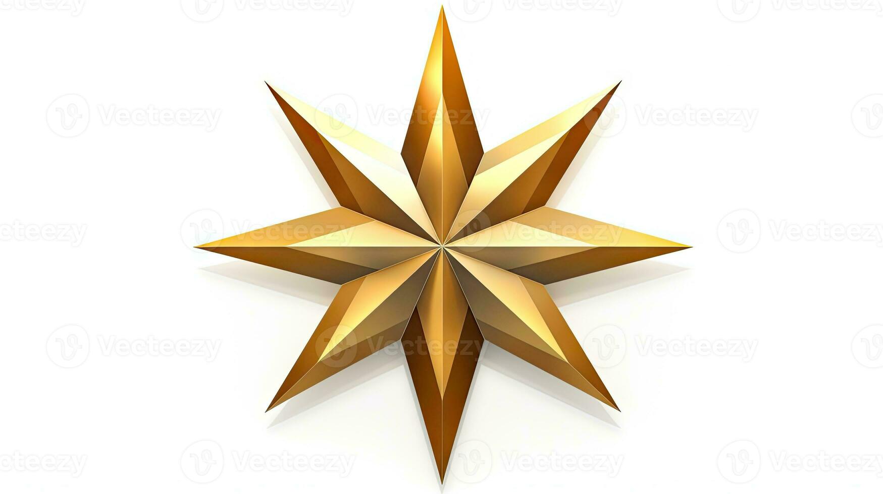 Macro of gold Christmas star isolated on white background created with Generative Al technology photo