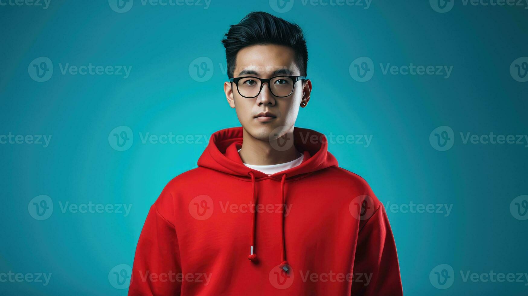 Good offer. Portrait of a pensive man thinking of new good opportunities created with Generative Al technology photo