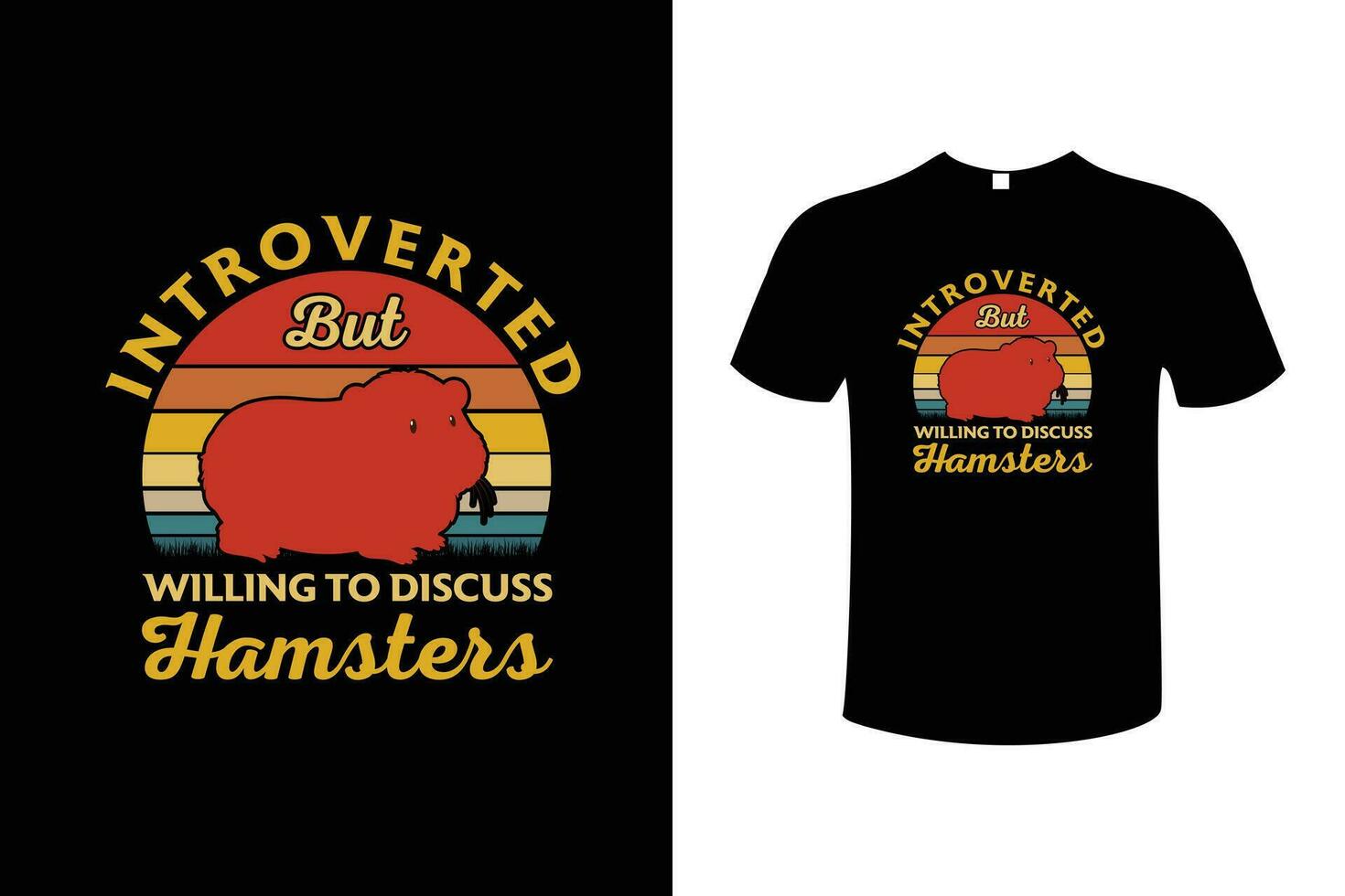Hamster Pig Typography Vintage Illustration Vector T-shirt Design Template