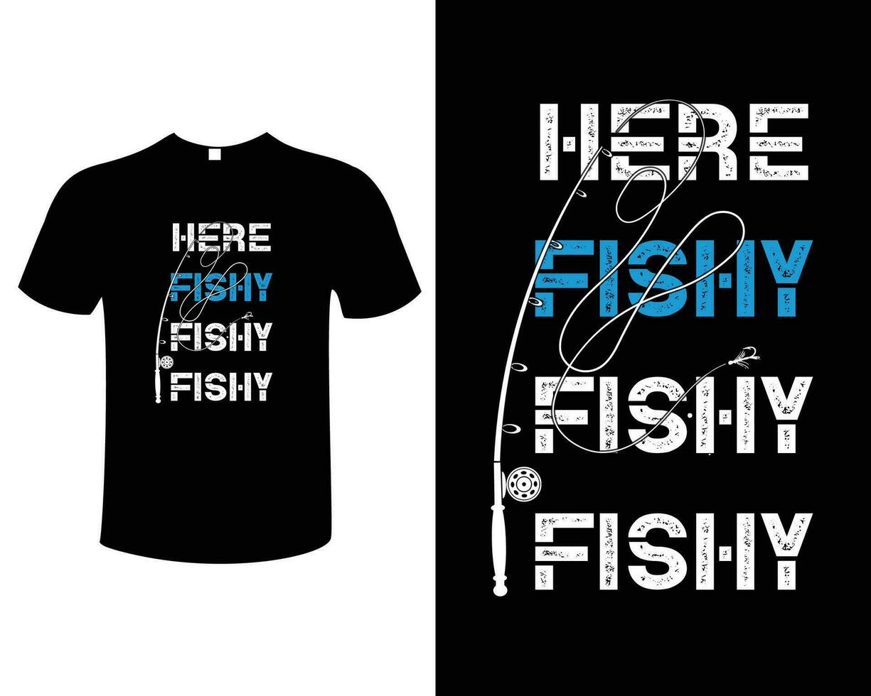 Fishing Illustration Vector Typography Vintage T-shirt Design Template