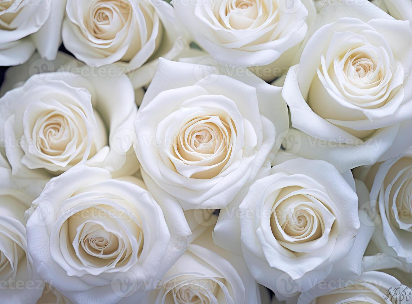 White roses bouquet, white roses close up created with Generative AI technology photo