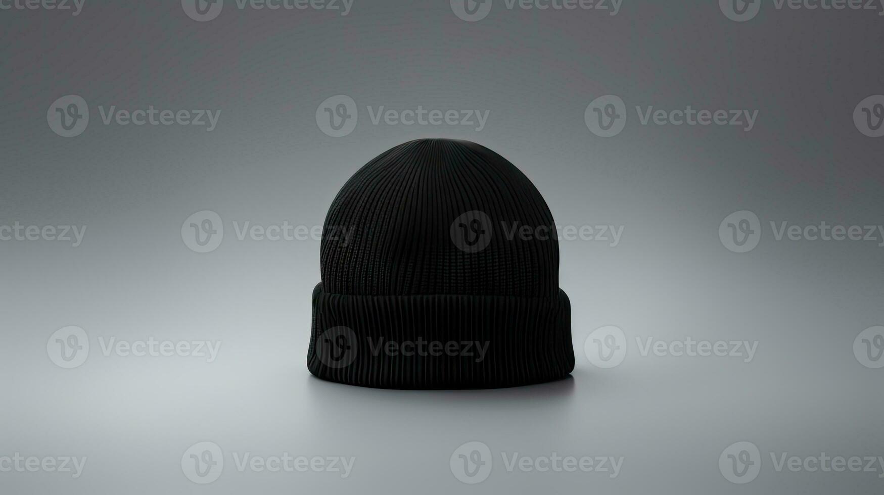 Black men's knitted hat isolated on white background. created with Generative Al technology photo