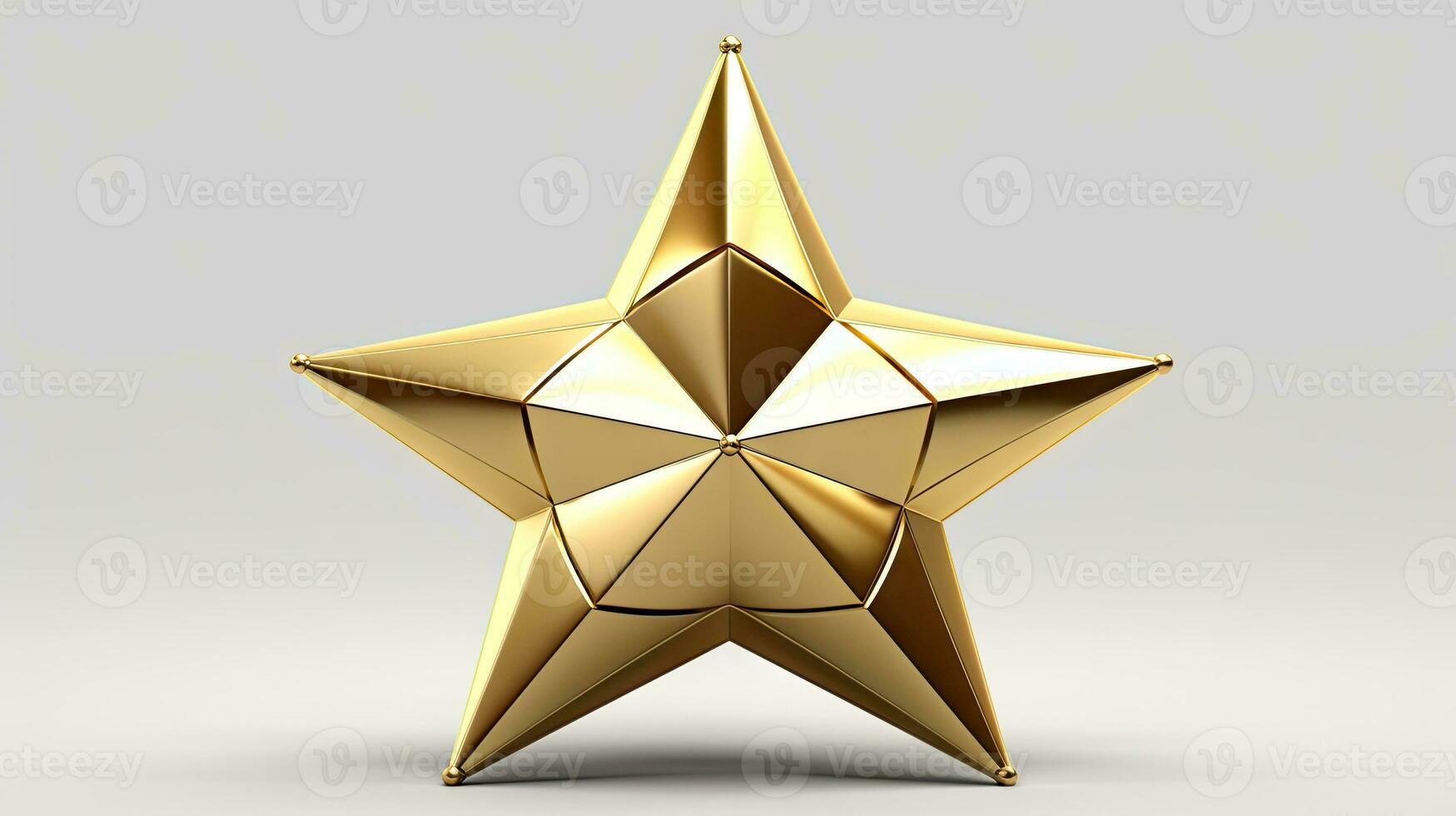 Macro of gold Christmas star isolated on white background created with Generative Al technology photo