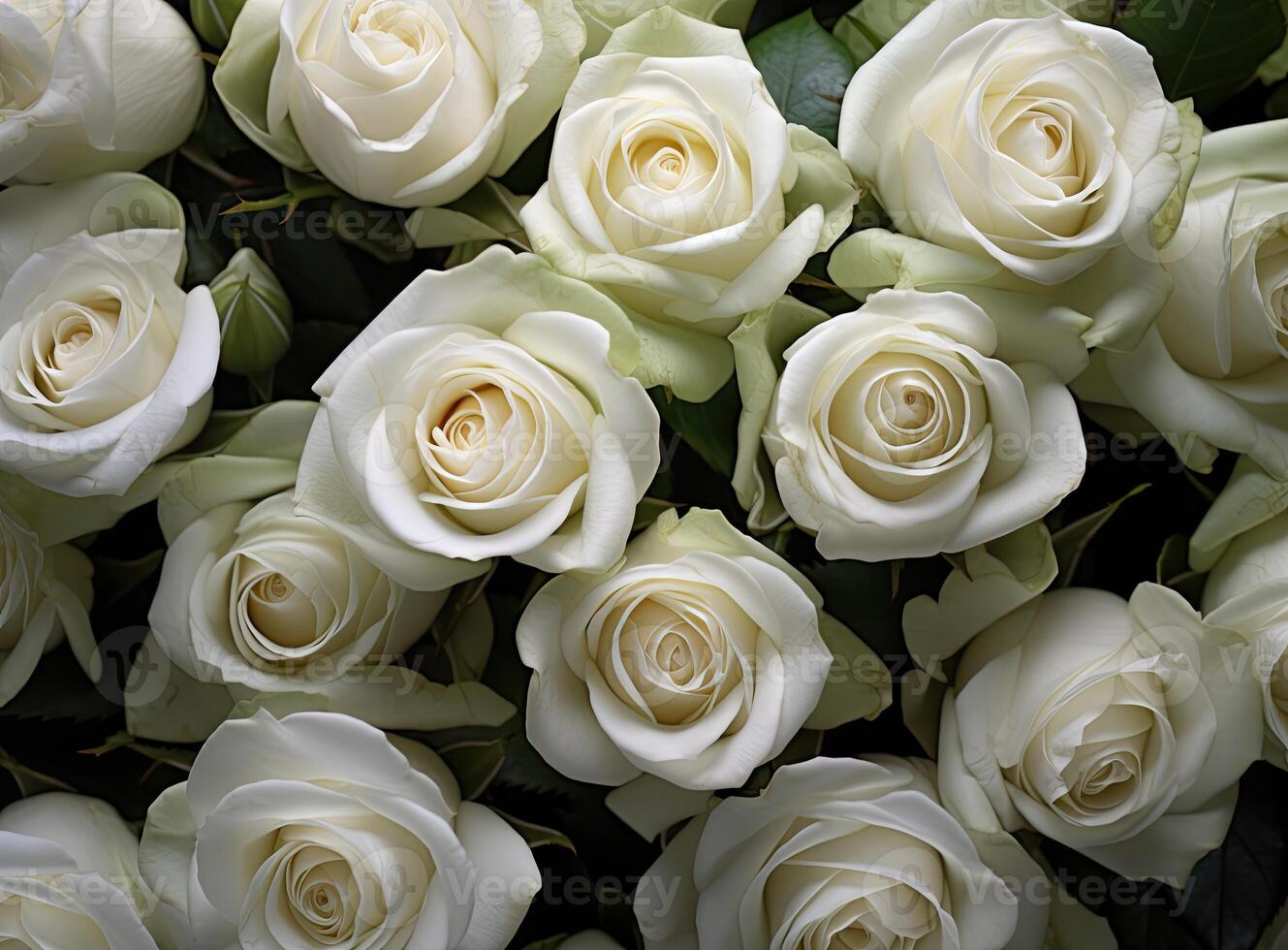 White roses bouquet, white roses close up created with technology photo