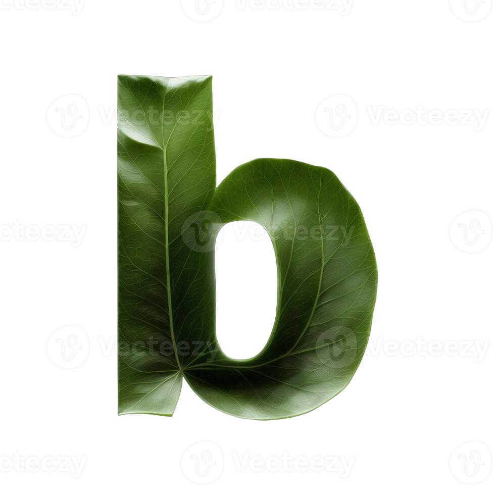 Green leaf typography text design lowercase alphabet b, AI Generative photo