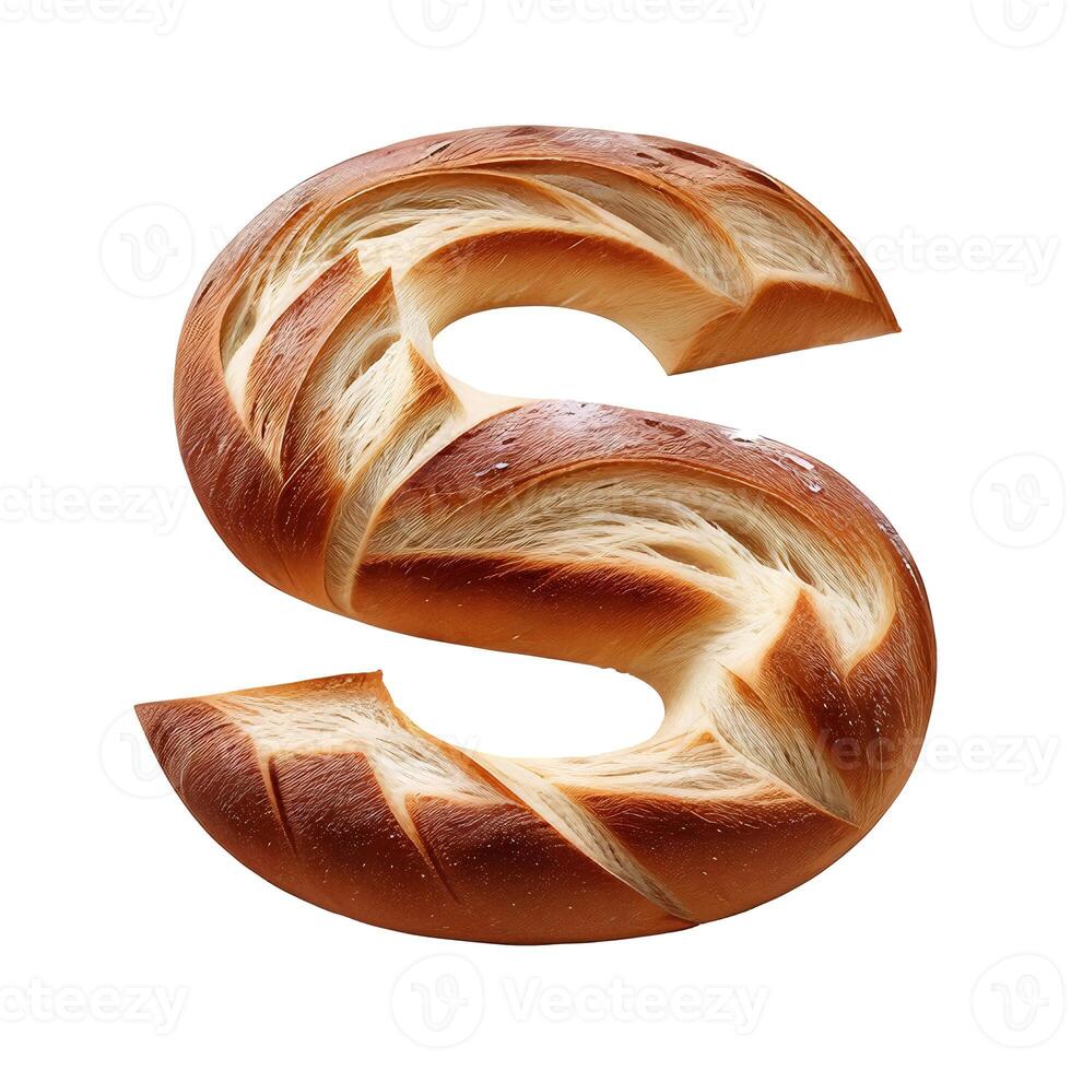 Bread typography text design lowercase alphabet s, photo