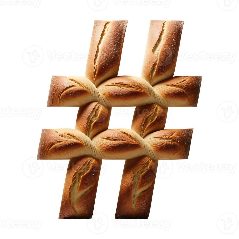Bread typography text design hash tag, AI Generative photo