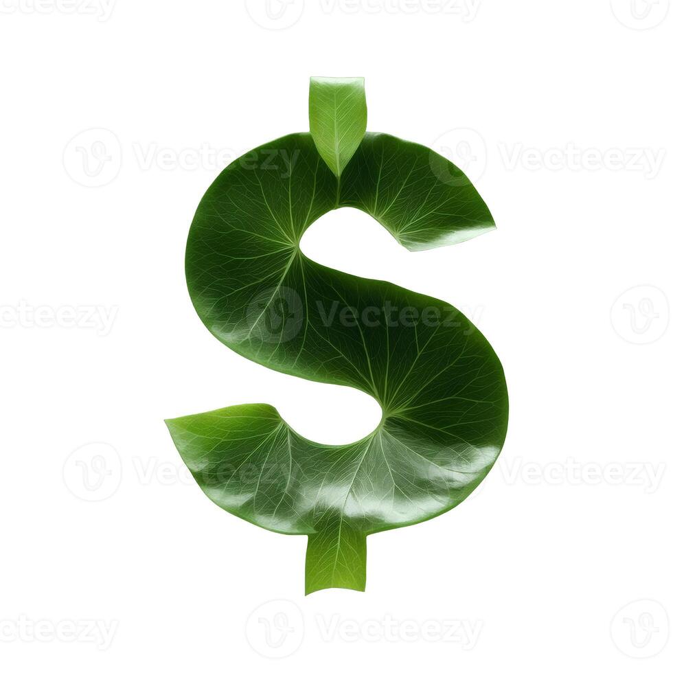 Green leaf typography text design dollar sign, photo