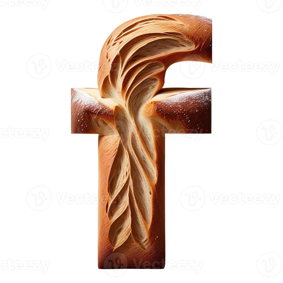 Bread typography text design lowercase alphabet f, photo