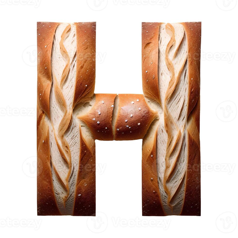 Bread typography text design uppercase alphabet H, photo