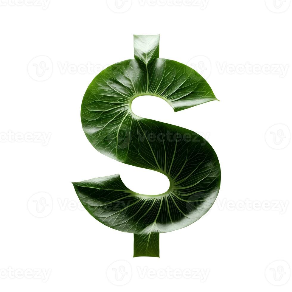 verde hoja tipografía texto diseño dólar firmar, ai generativo foto