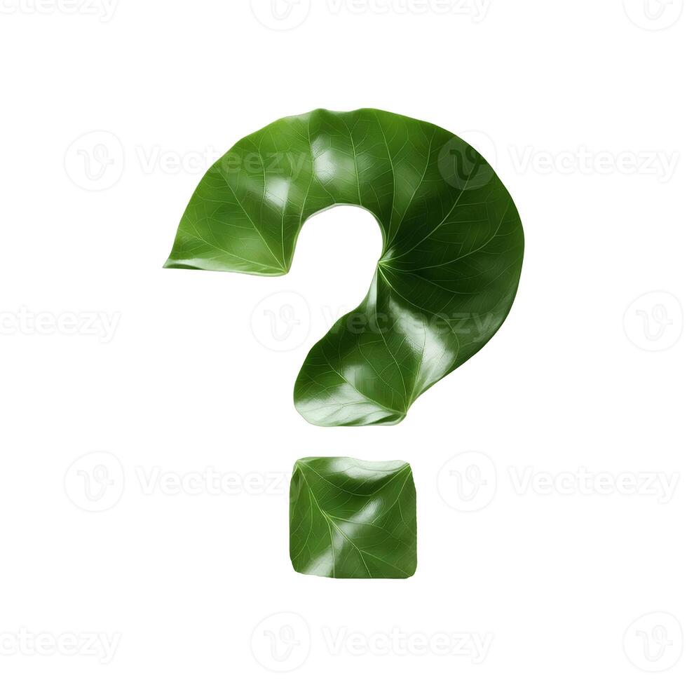 Green leaf typography text design question mark, photo