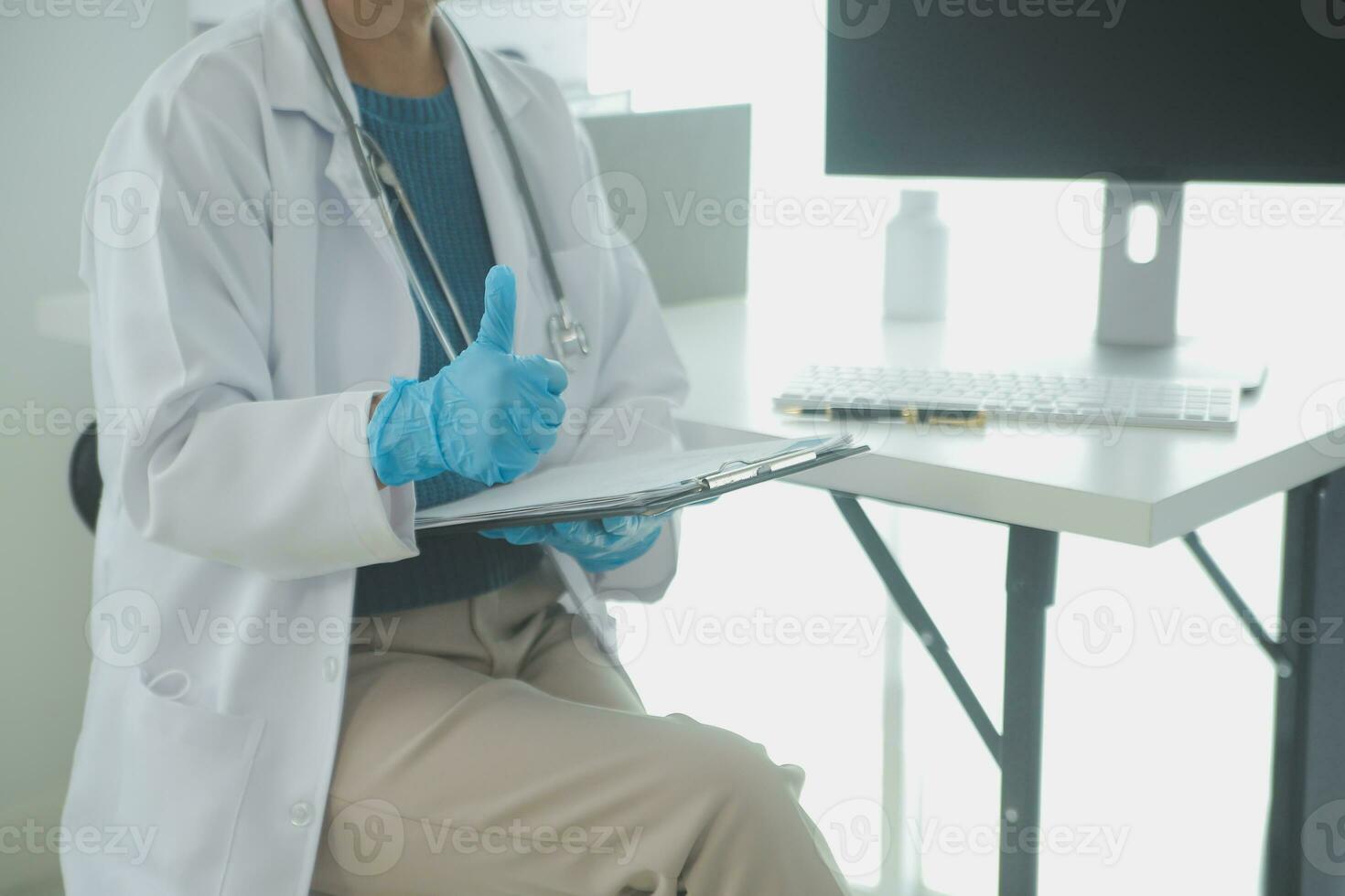 Team of Scientists Choose Between Printed Circuit Board to Work With. In The Background Technologically Advanced Scientific Research Center. photo