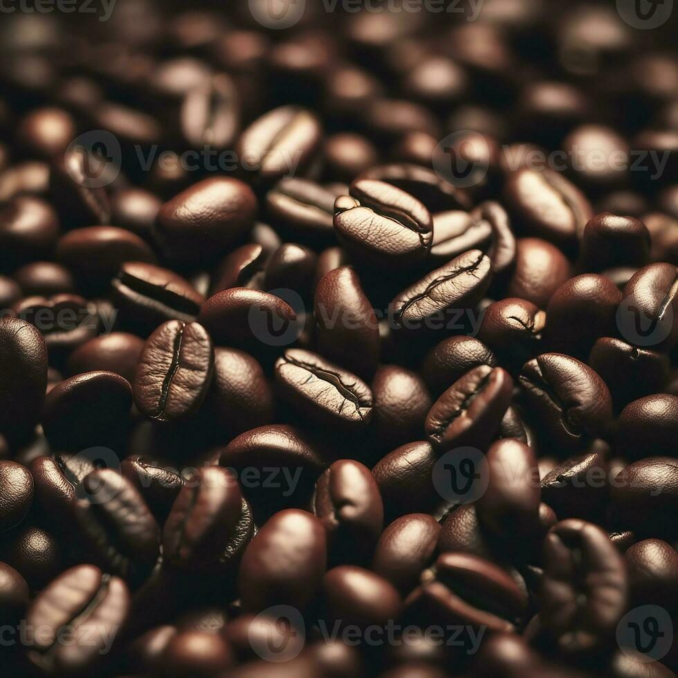 Close up of coffee beans background from top view, AI generative photo