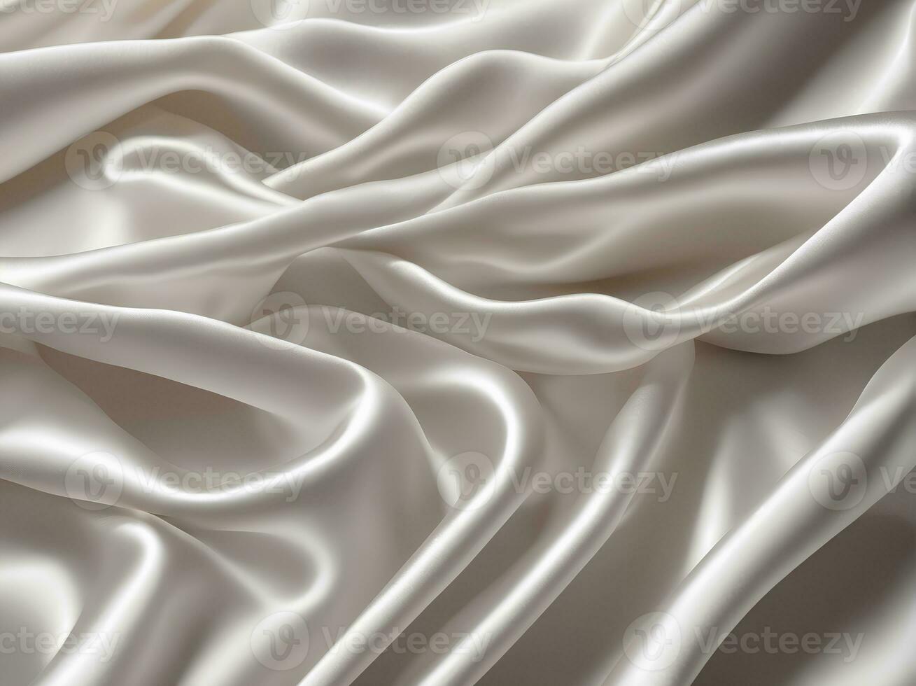 blanco satín seda suave revoloteando tela fondo, generativo ai foto