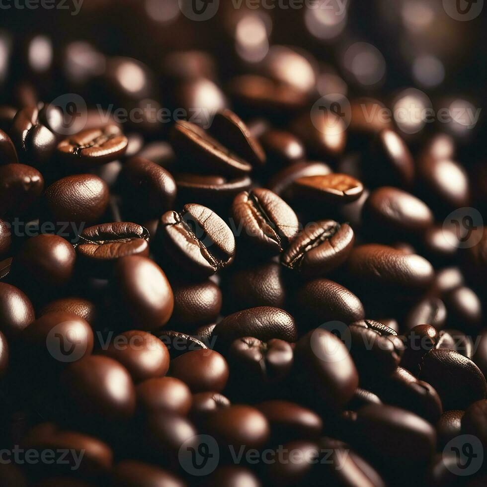 Close up of coffee beans background from top view, AI generative photo