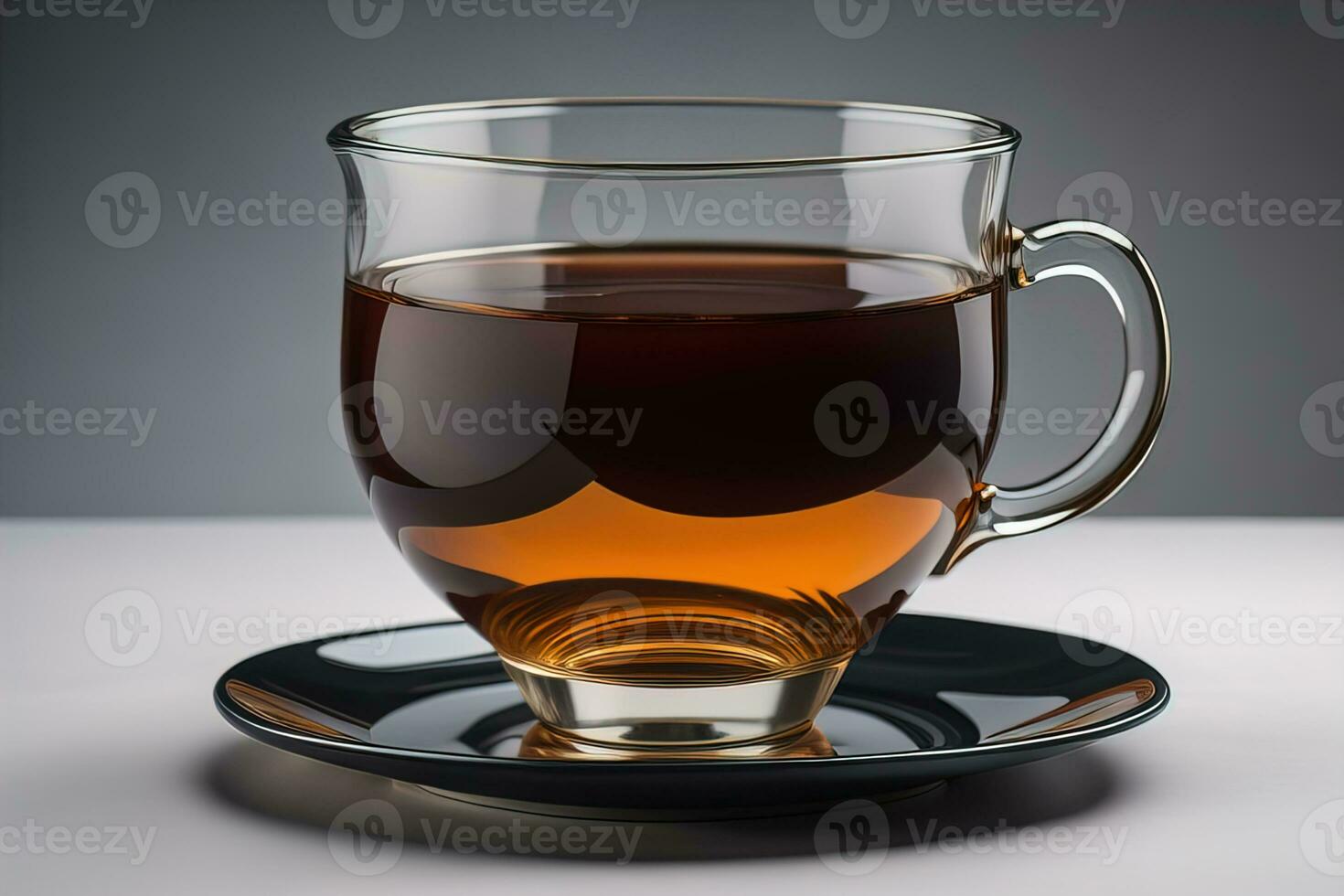 Cup of tea with mint leaves on wooden table, closeup. ai generative photo