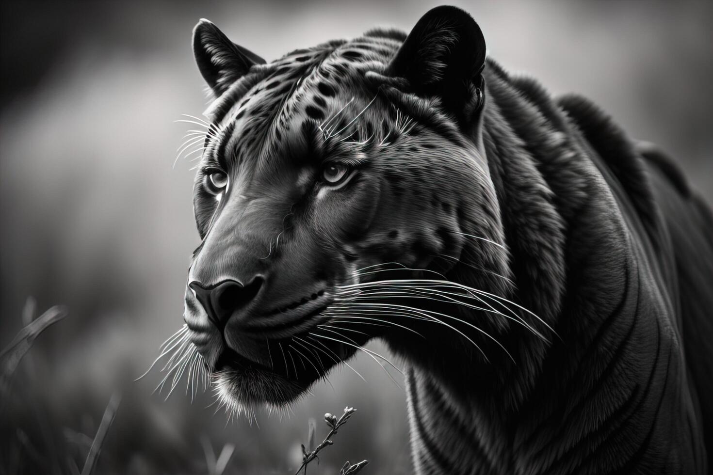 Black and white portrait of a tiger Panthera tigris. photo