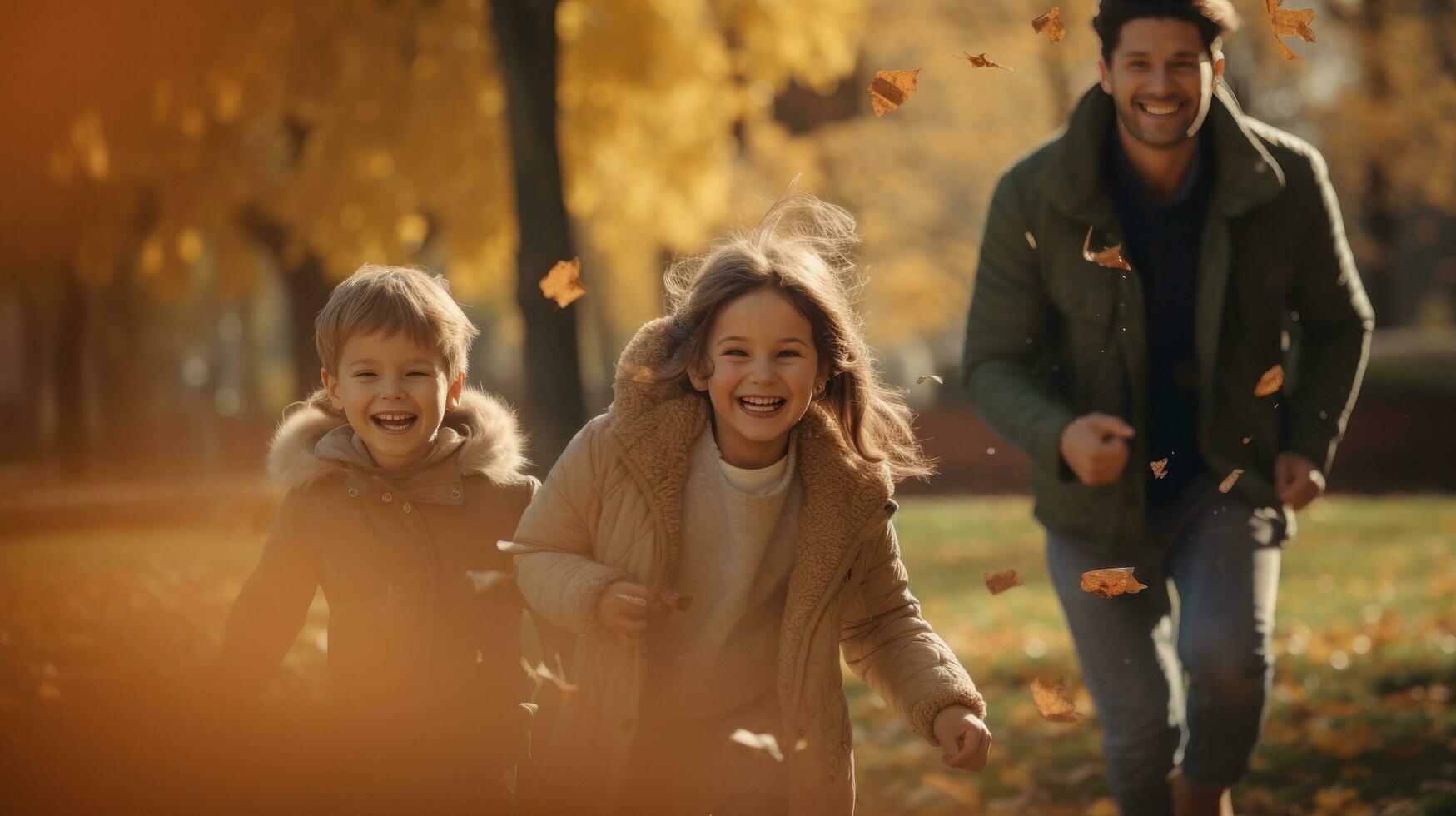 Happy family in the park photo