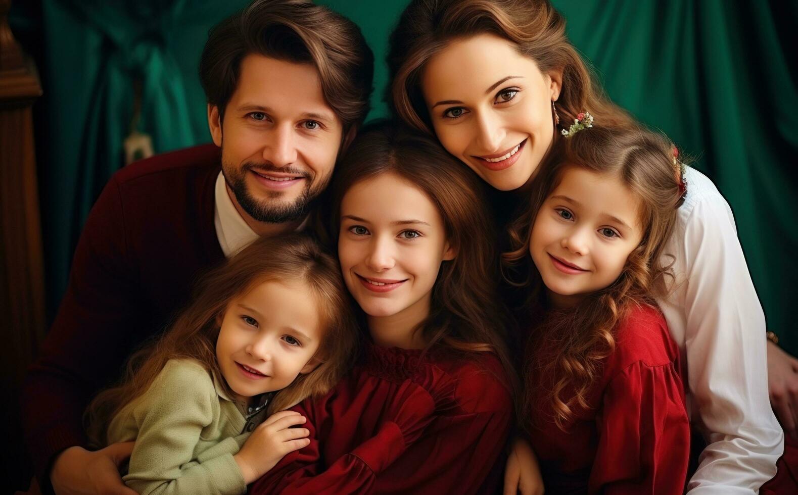 Happy joyful family photo