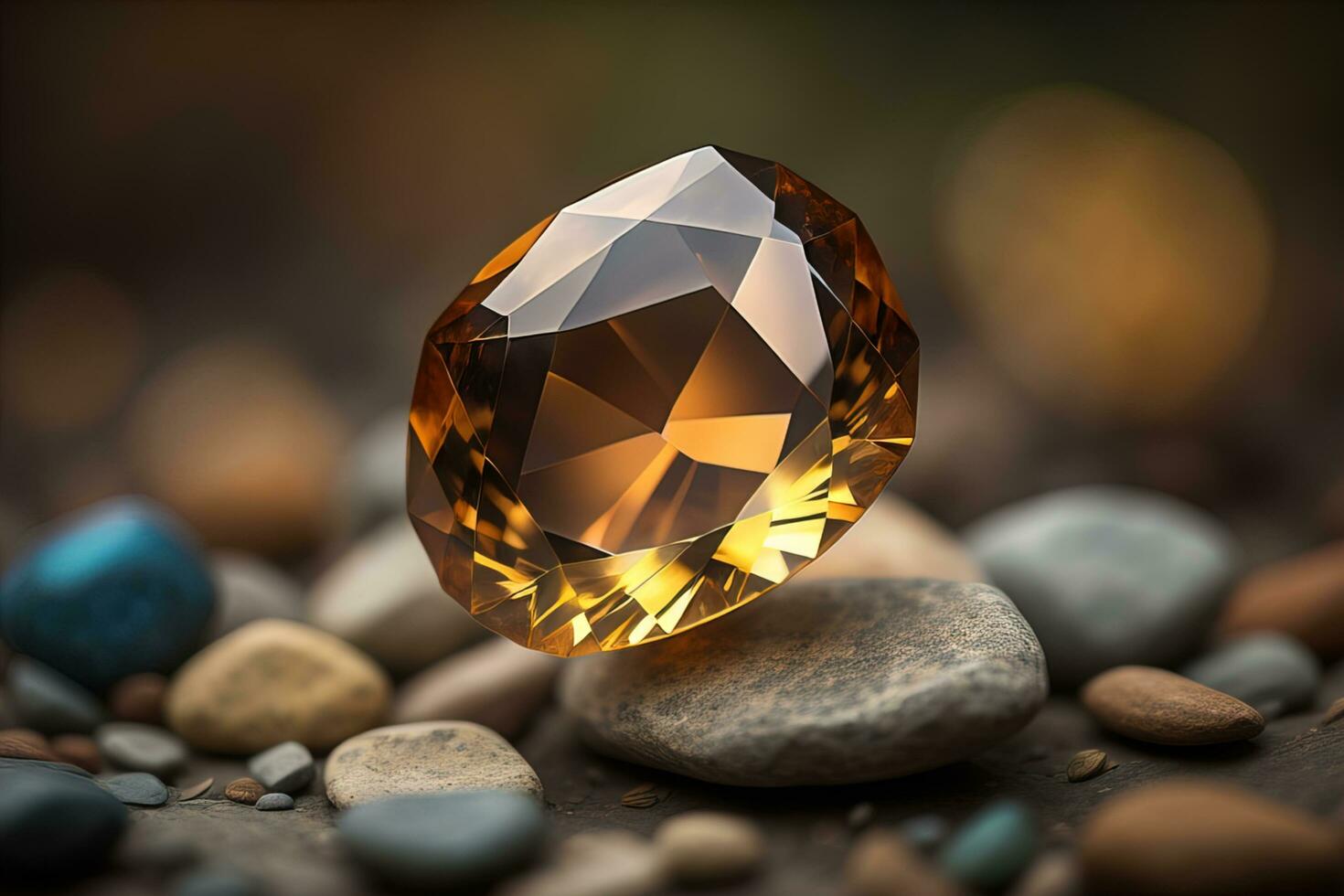 Brilliant multicolored sapphire on a surface. ai generative photo