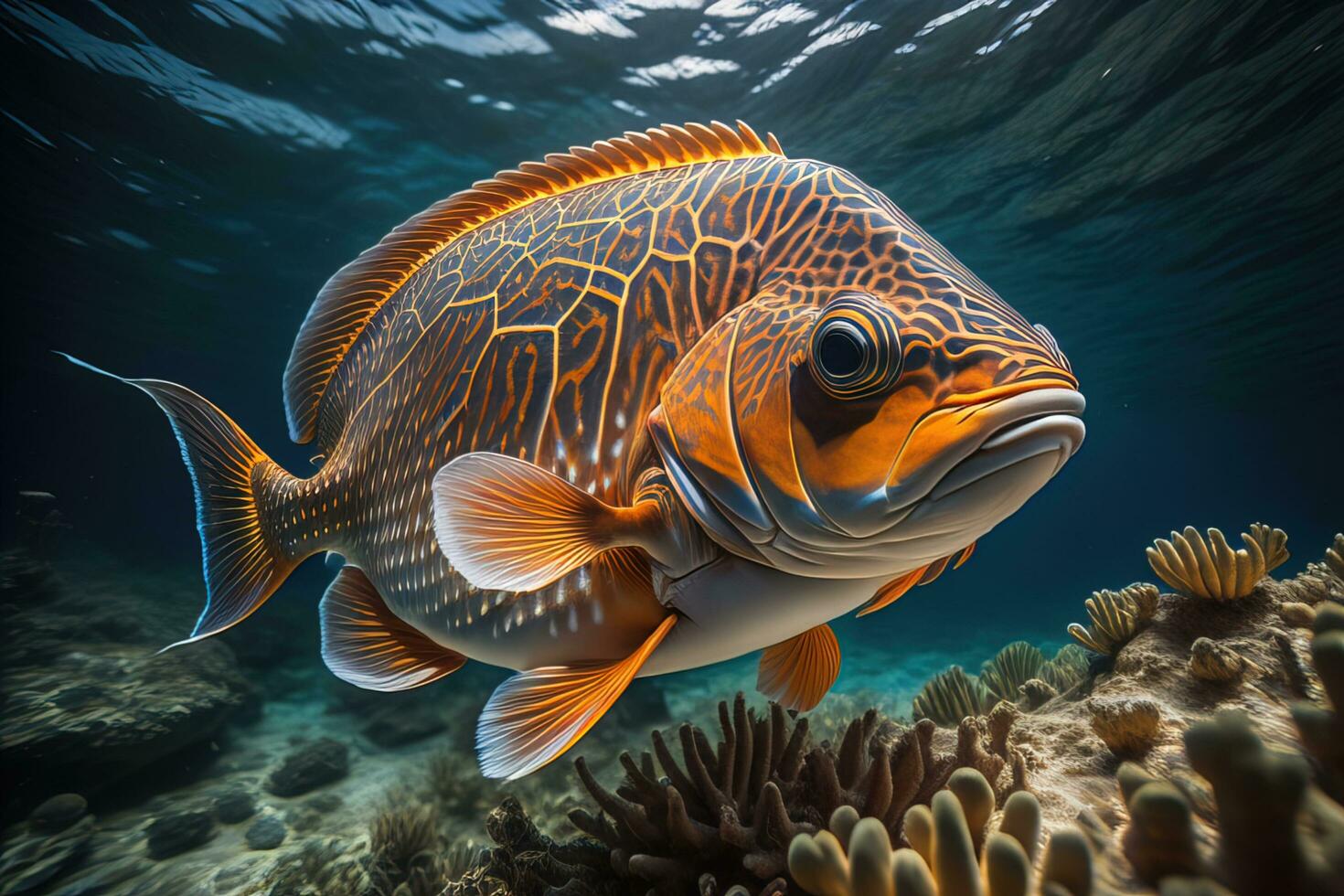 Tropical fish in the Red Sea. ai generative photo