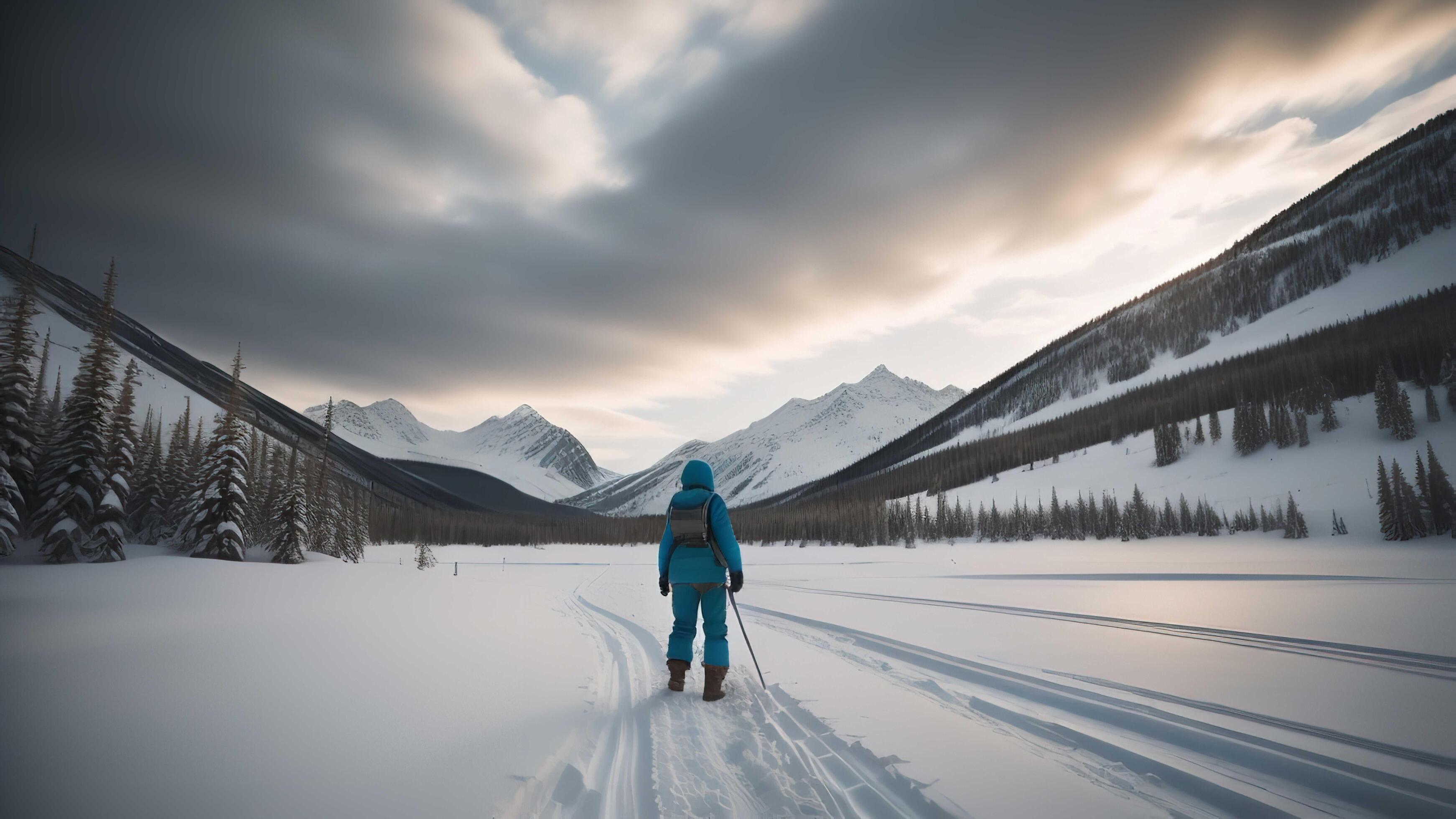 Snowshoeing in Banff National Park, generative ai 27031279 Stock Photo