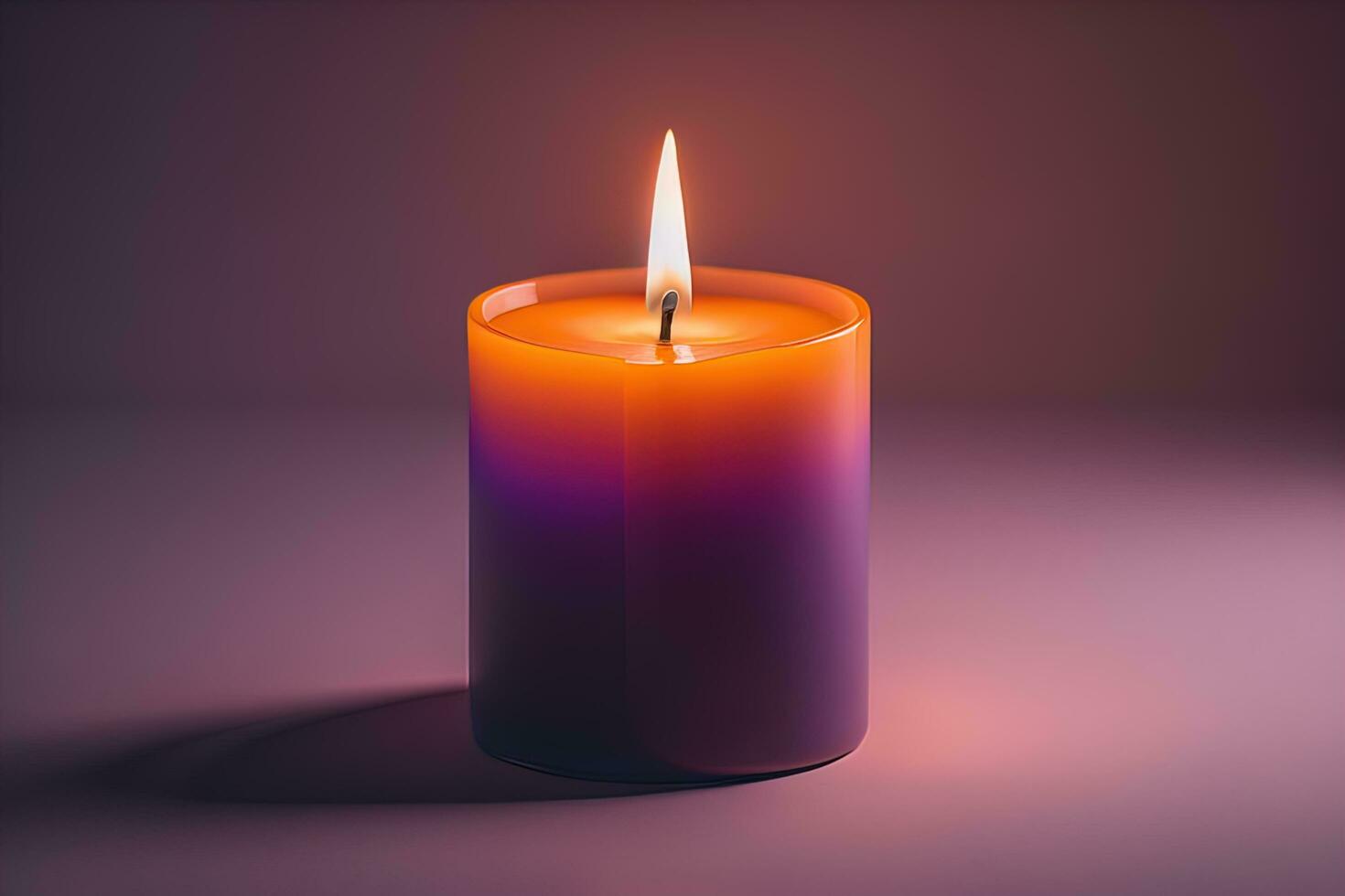 Creative burning candle on a wooden background. ai generative photo
