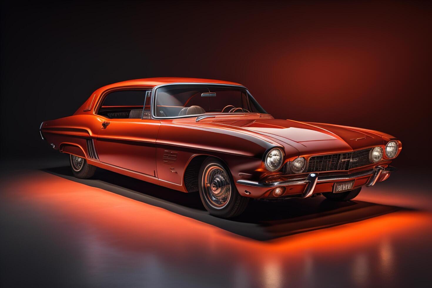 Vintage car on a dark background. generative ai photo