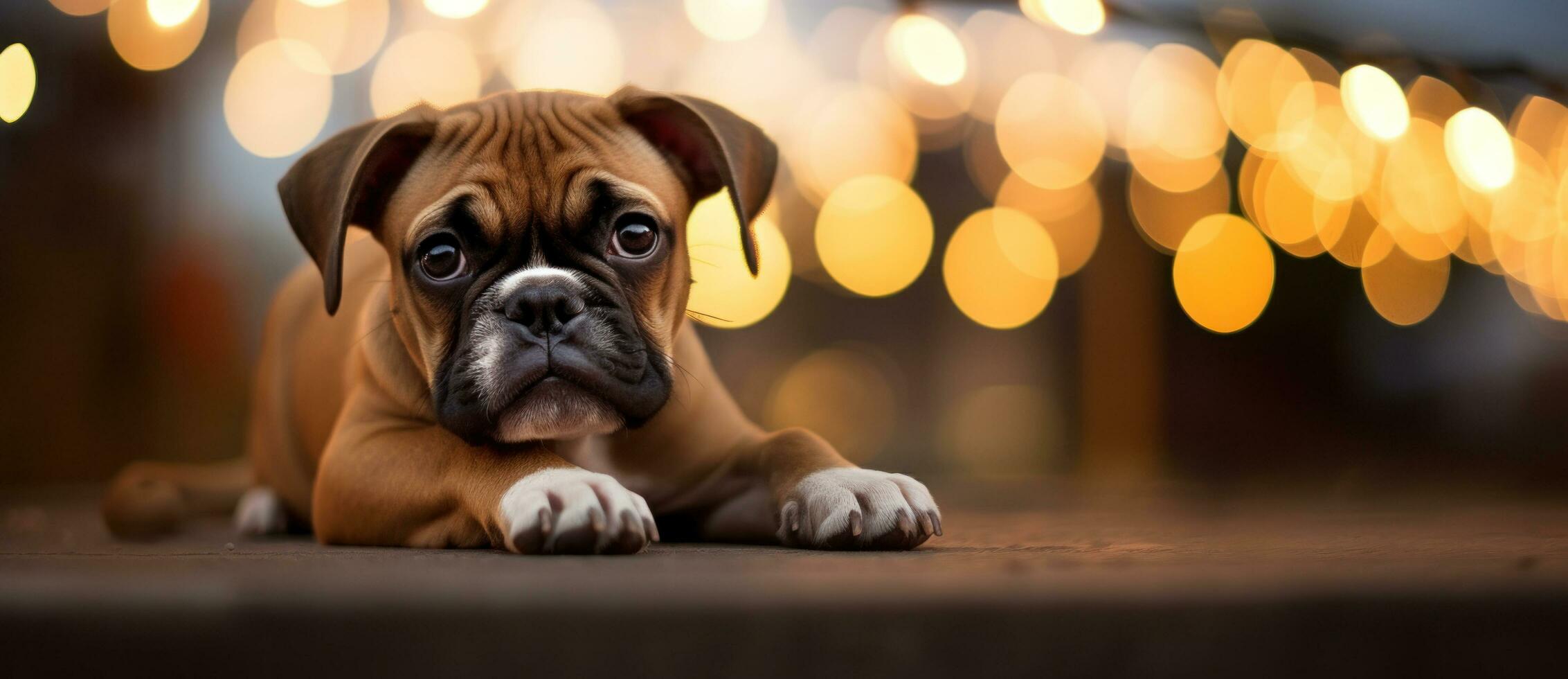 Cute dog with magic lights photo