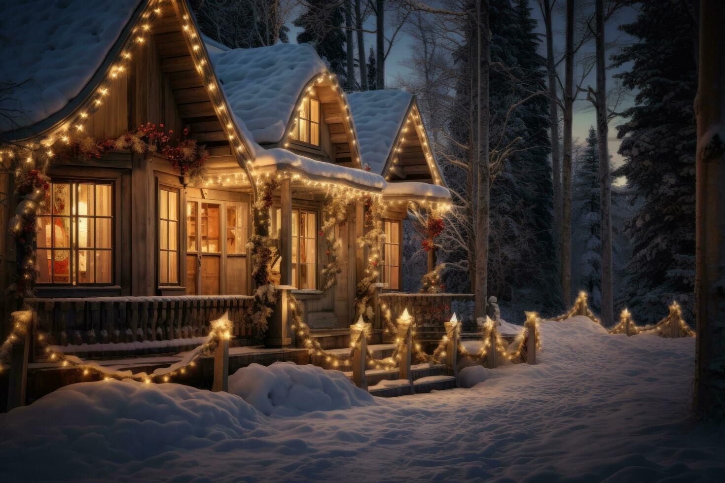 Magic Christmas winter house photo