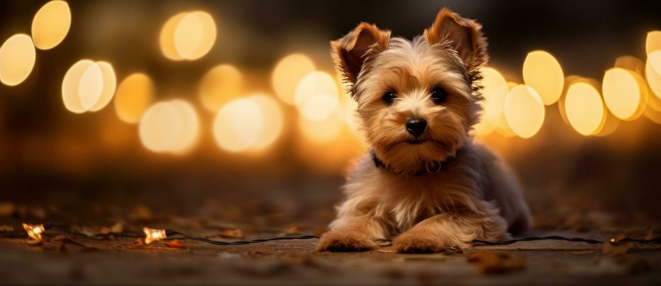 Cute dog with magic lights photo