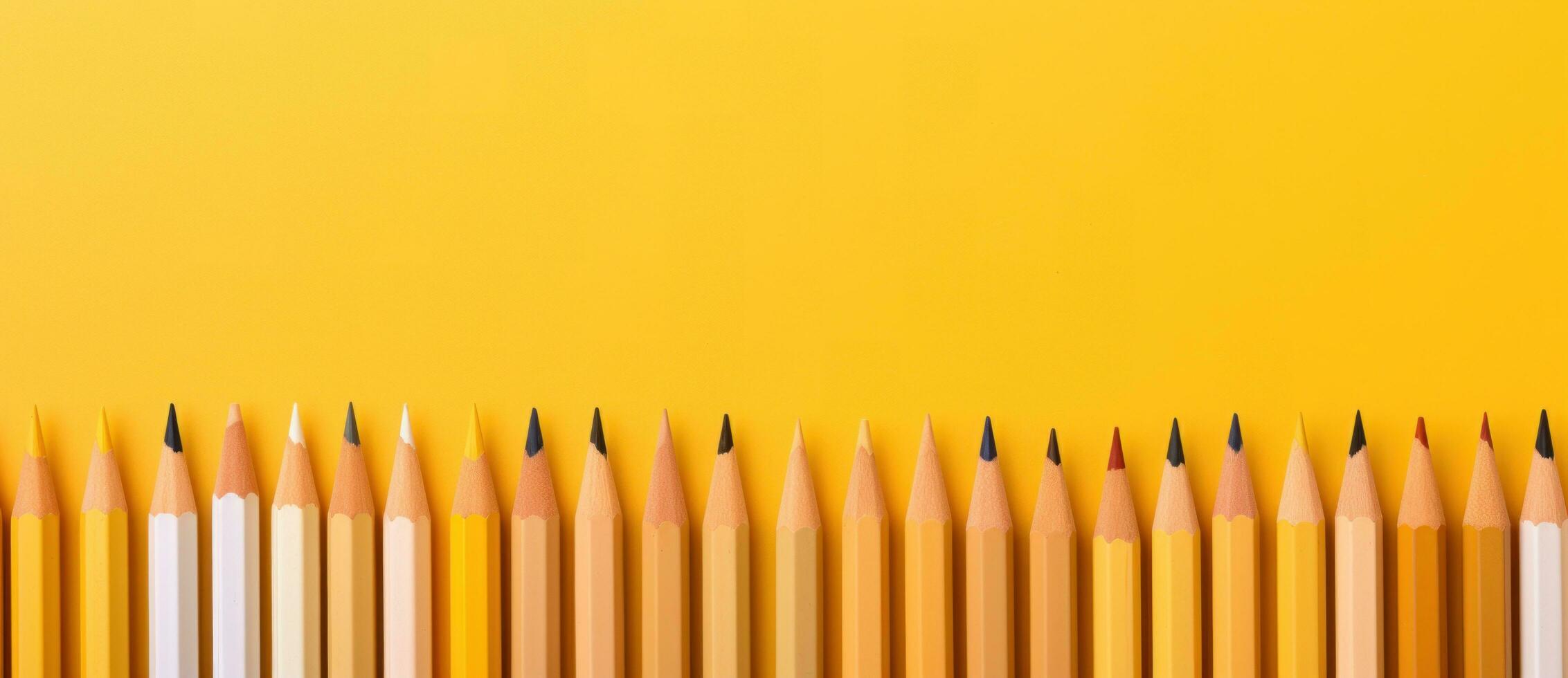 Yellow pencils background photo