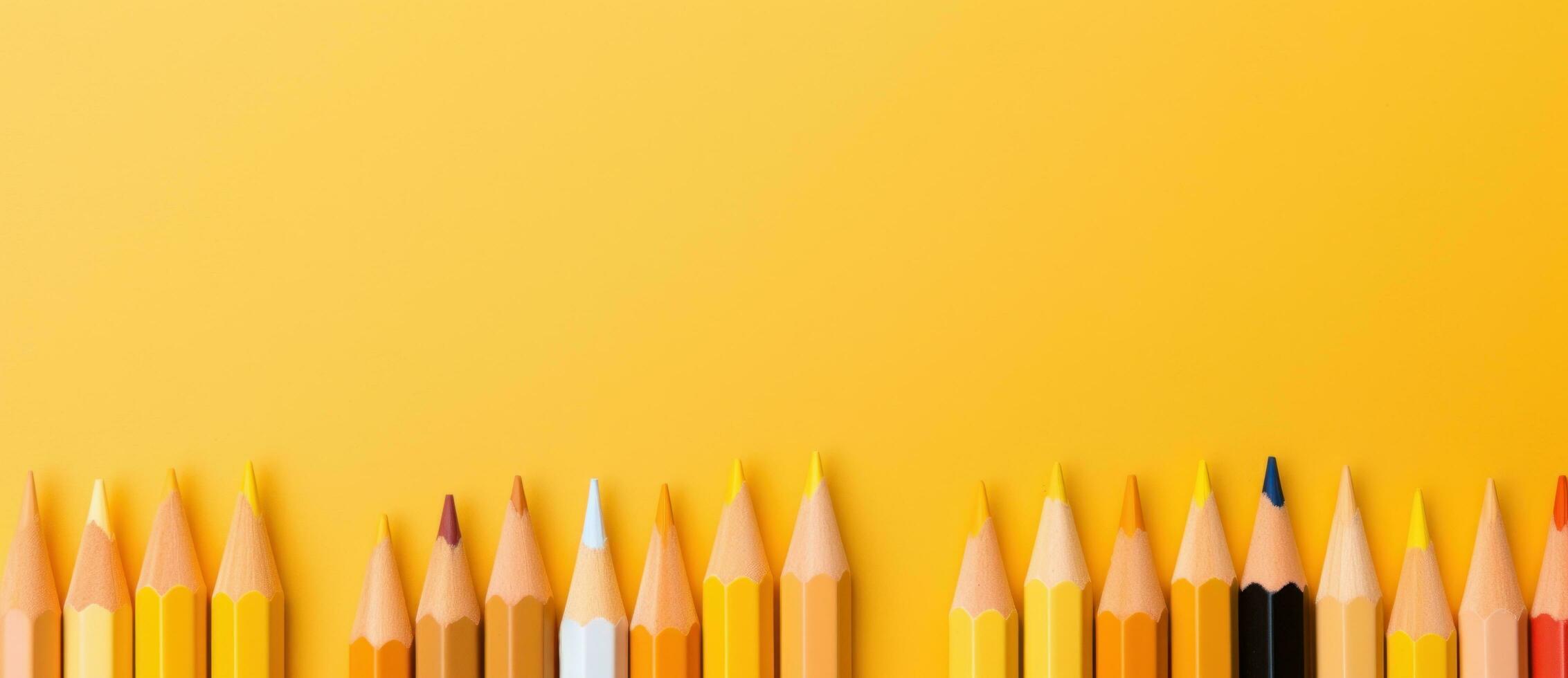 Yellow pencils background photo