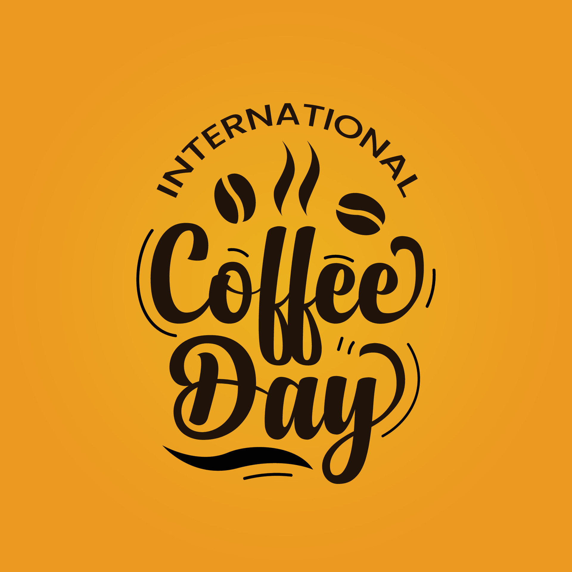 Coffee day vector illustration with text and coffee beans for