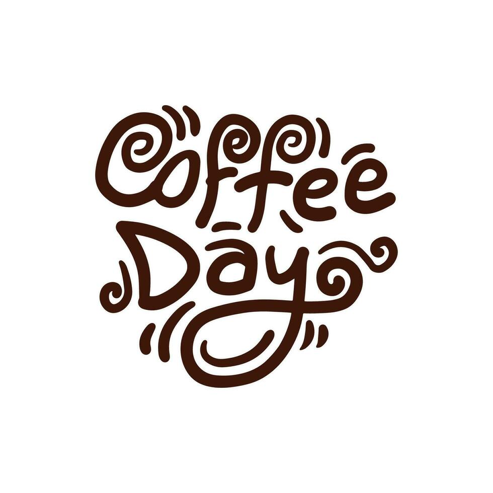 café día mano escrito vector letras ilustración en blanco antecedentes a celebrar internacional café día 2023. café día tipografía saludo tarjeta idea para bandera, póster, volantes, t camisa.