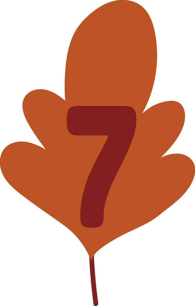 Number 7 tree leaf for decoration and design. vector