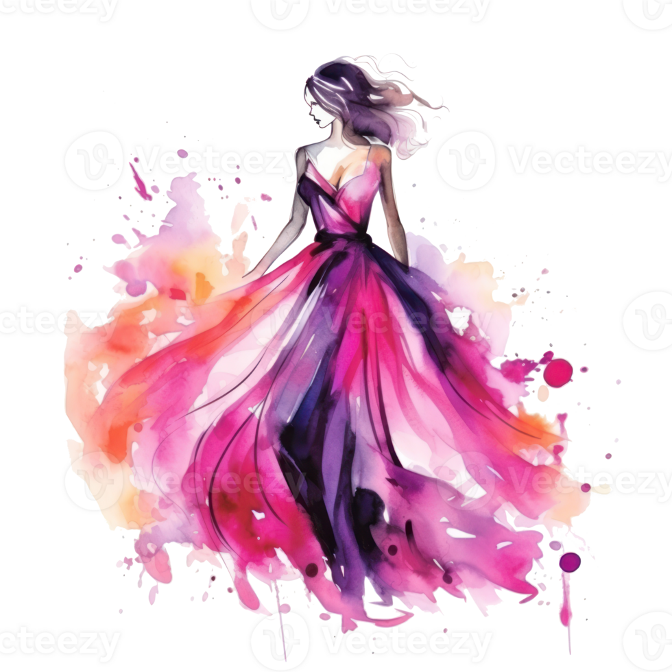 Watercolor fashion illustration isolated png