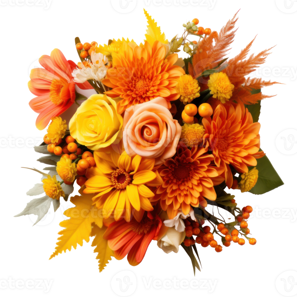 Autumn flowers bouquet isolated png