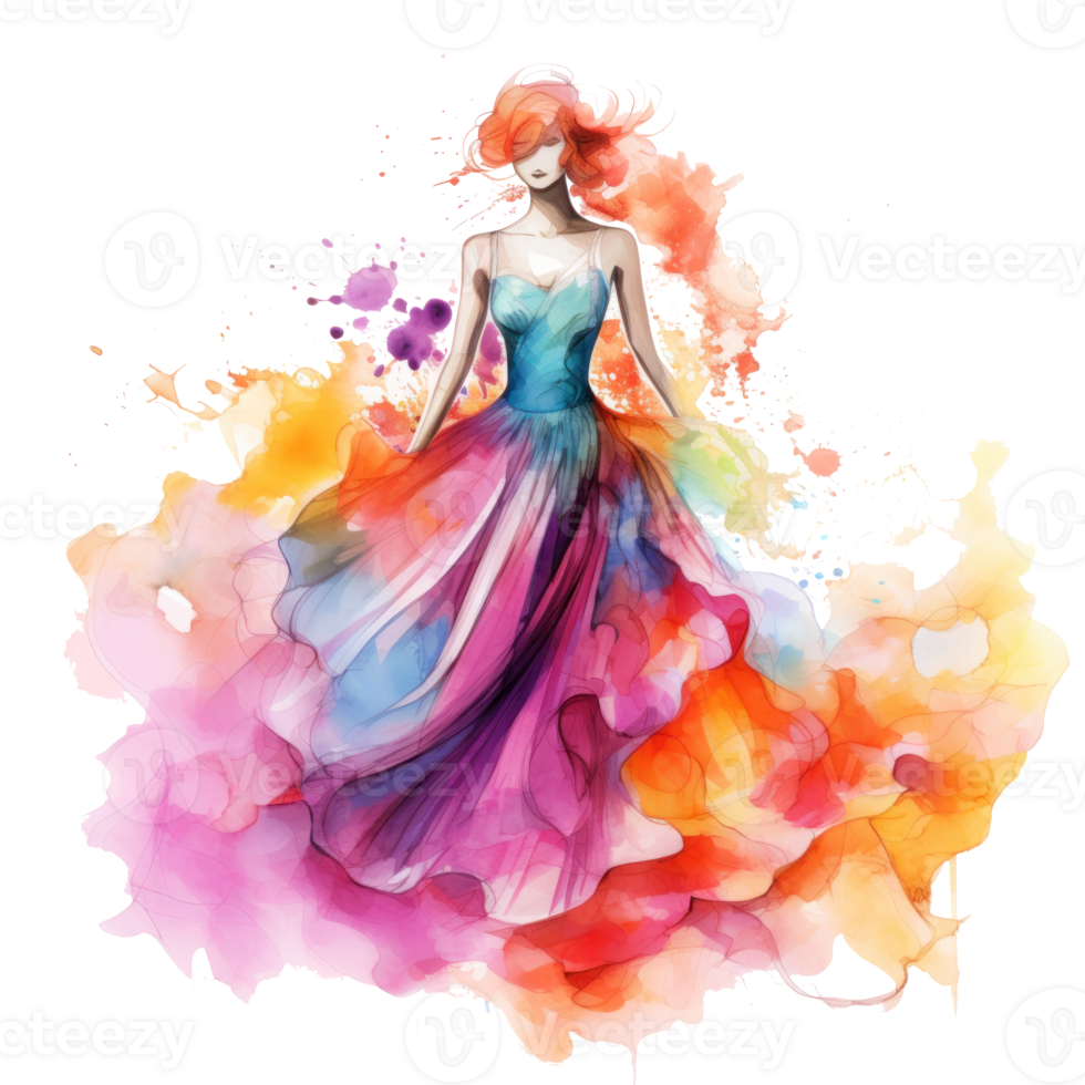 Watercolor fashion illustration isolated 27032709 PNG