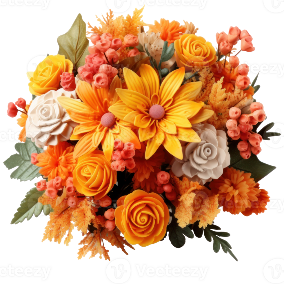 Autumn flowers bouquet isolated png