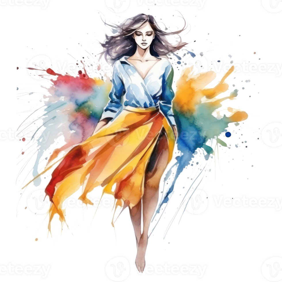 Watercolor fashion illustration isolated 27032728 PNG