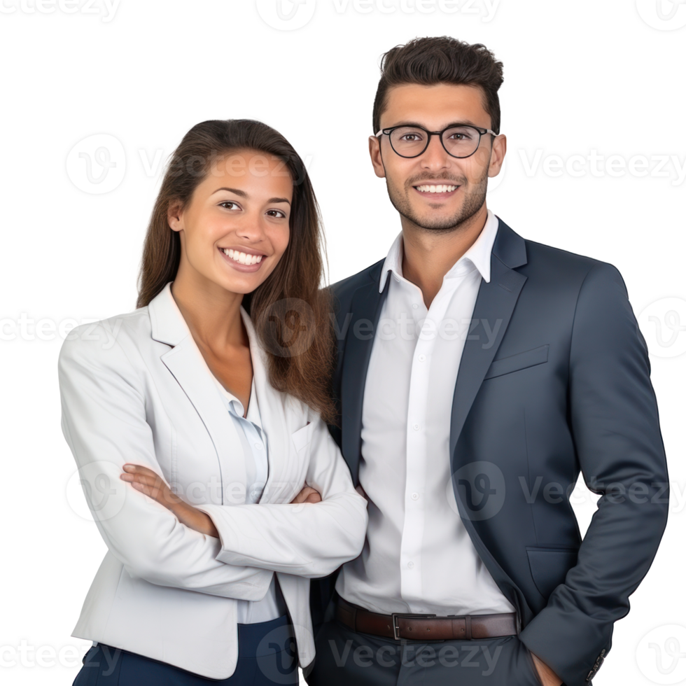 Happy multi ethnic business couple isolated png