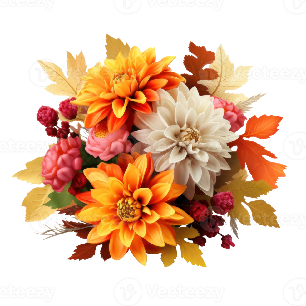 Autumn flowers bouquet isolated png