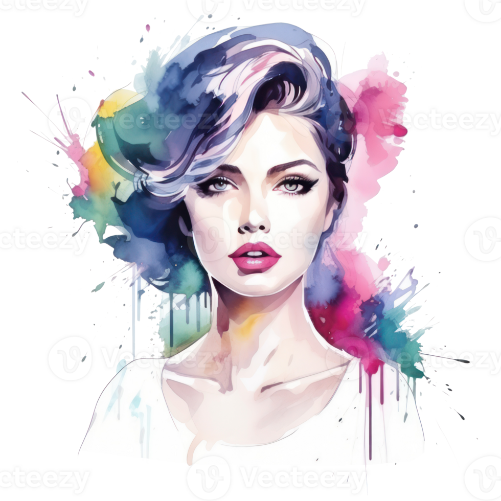 Watercolor fashion illustration isolated png