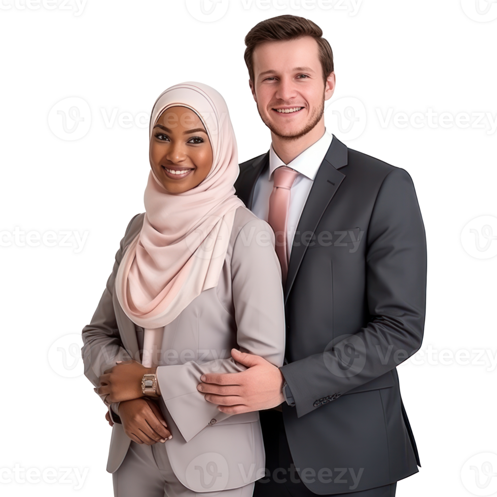 Happy multi ethnic business couple isolated png