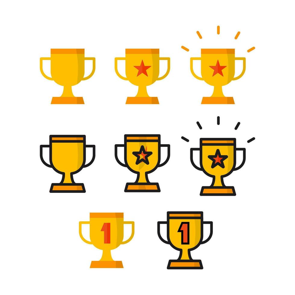 simple set trophy icon vector illustration logo design, isolated on white